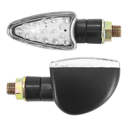Clignotant Avoc MOTO TOSA 15 LEDS BASE ABS TRANSPARENT - L 68mm - H 28mm 42mm HOMOLOGUE CE PAIRE Universel Ref : AVOC00254A / 155073 