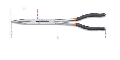 Pince Beta Jeu de 2 extra-longues à becs demi-ronds striées avec double articulation Universel