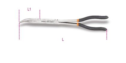 Pince Beta Jeu de 2 extra-longues à becs demi-ronds striées avec double articulation Universel