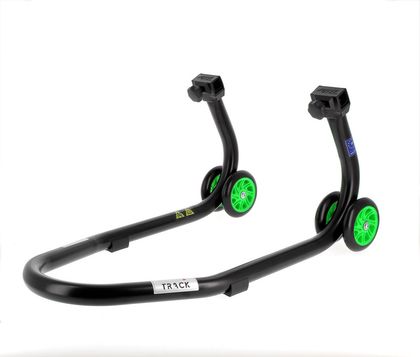 Bihr Home Track Montageständer vorne mattschwarz Räder grün Motorradheber Universell