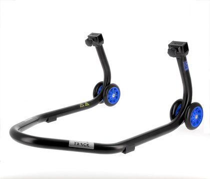 Bihr Home Track Rear with "L" Adapters Matt Black Blue Wheels Universal Stand