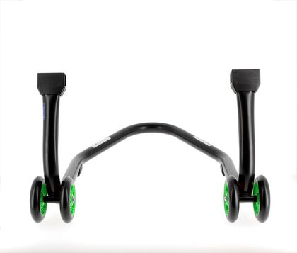 Lève moto Bihr Béquille de stand arrière Home Track supports en "V" noir mat roues vert Universel