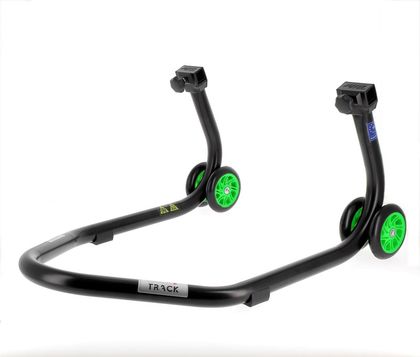 Lève moto Bihr Béquille de stand arrière Home Track supports en "V" noir mat roues vert Universel