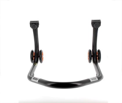Lève moto Bihr Béquille de stand arrière Home Track supports en "V" noir mat roues orange Universel