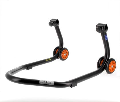 Lève moto Bihr Béquille de stand arrière Home Track supports en "V" noir mat roues orange Universel