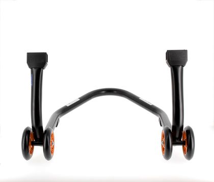 Lève moto Bihr Béquille de stand arrière Home Track supports en "V" noir mat roues orange Universel