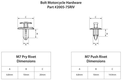 Rivets Bolt Rivets plastique M7 10 pièces