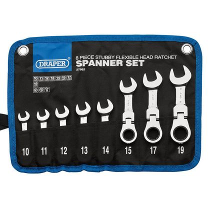 Draper HI - TORQ Metrische combinatieratelsleutels met stompe flexibele kop - 8 stuks Sleutel Universeel