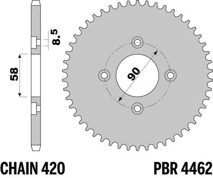 Kit chaine EK CHAIN PBR 428DEH 15/37 - couronne standard