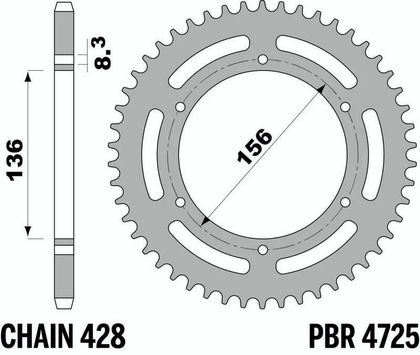 Kit chaine EK CHAIN PBR 428DEH 14/57 - couronne standard