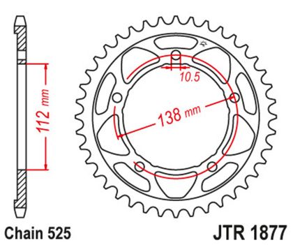 Kit chaine EK CHAIN JT 525ZVX3 16/45 120 - couronne standard