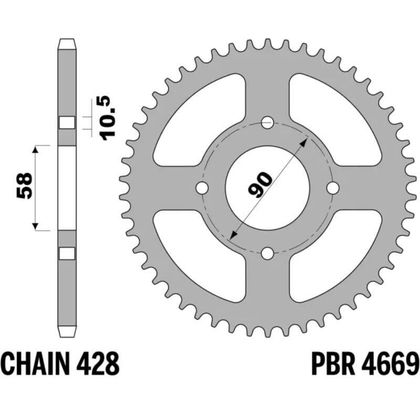 Kit chaine EK CHAIN PBR 420DEH 15/45 - couronne standard