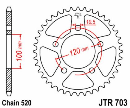 EK CHAIN JT 520ZVX3 17/43 - Standard Rear Sprocket Chain kit