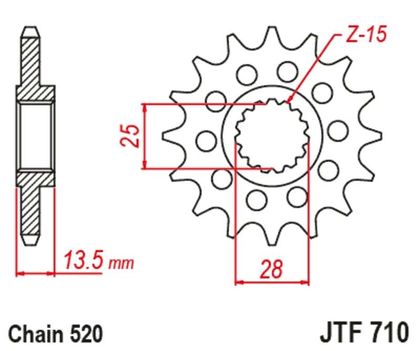 EK CHAIN JT 520ZVX3 17/43 - Standard Rear Sprocket Chain kit