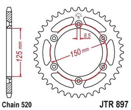 EK CHAIN JT 520ZVX3 16/41 - Standard Rear Sprocket Chain kit
