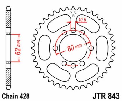 Kit chaine EK CHAIN JT 428SR 15/49 - couronne standard