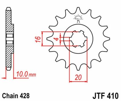 EK CHAIN JT 428SR 14/47 - standard tandhjul Kædesæt