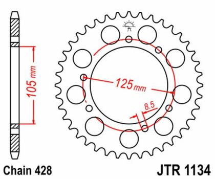 Kit chaine EK CHAIN JT 428SR 14/52 - couronne standard
