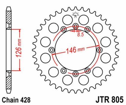 EK CHAIN JT 428SR 16/50 - standard tandhjul Kædesæt