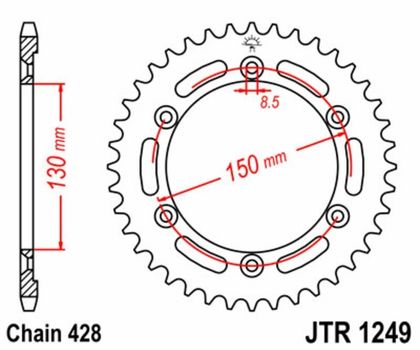 EK CHAIN JT 428SR 17/51 - standard tandhjul Kædesæt Ref : EKC05123A / 3069556 HONDA 125 XLR 125 R (JD16) - 1998
