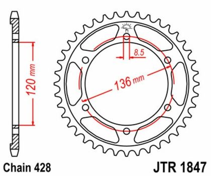 EK CHAIN JT 428SR 16/57 - standard tandhjul Kædesæt