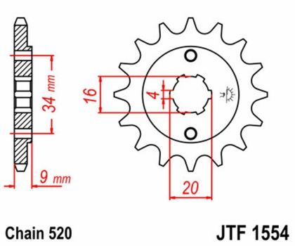 Kit chaine EK CHAIN JT 520H 14/46 - couronne standard