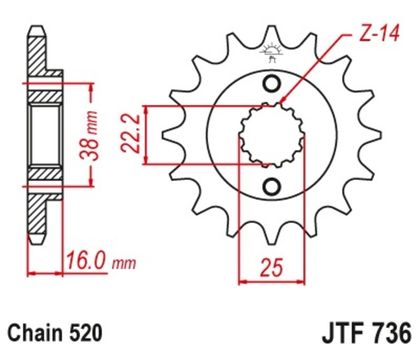 Kit chaine EK CHAIN JT 520SRX2 15/45 - couronne standard