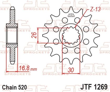 EK CHAIN JT 520ZVX3 16/41 - ultra - light krans Kædesæt