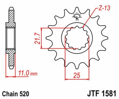 Kit chaine EK CHAIN JT 520ZVX3 16/45 - couronne standard