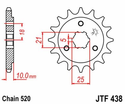 Kit chaine EK CHAIN JT 520ZVX3 15/47 - couronne standard