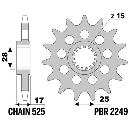 EK CHAIN PBR 525 ZVX3 - 16/41 - 114 Krone forstærket stål Kædesæt