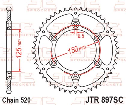 EK CHAIN JT 520 SRX2 - 15/48 - 114 Klinge i stål mod mudder Kædesæt
