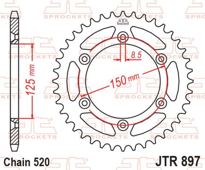 EK CHAIN JT 520 ZVX3 - 16/42 - 114 Standard stål krone Kædesæt Ref : EKC05181A / 3071430 
