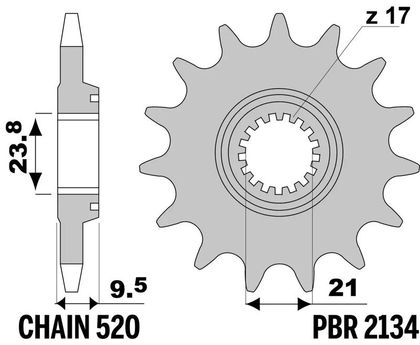 EK CHAIN PBR 520 SRX2 - 13/49 - 114 Standard aluminium krans Kædesæt