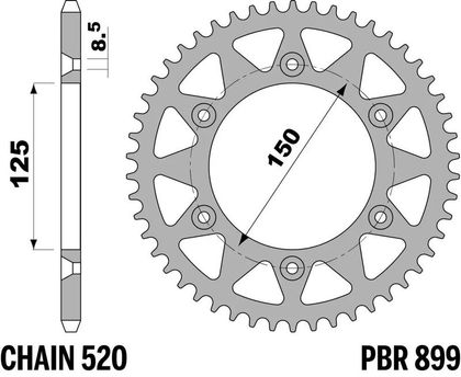 EK CHAIN PBR 520 SRX2 - 13/50 - 116 Standard aluminium krone Kædesæt Ref : EKC05192A / 3071483 KTM 300 300 EXC-E SIX DAYS - 2009