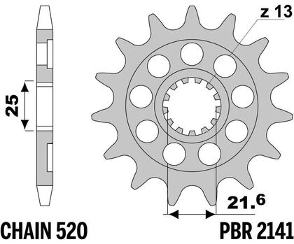 EK CHAIN PBR 520 SRX2 - 13/50 - 114 Standard stålkrone Kædesæt