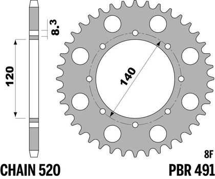EK CHAIN PBR 520 SRX2 - 15/43 - 106 Standard stålkrone Kædesæt