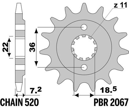 EK CHAIN PBR 520 SRX2 - 14/36 - 108 Standard stålkrone Kædesæt