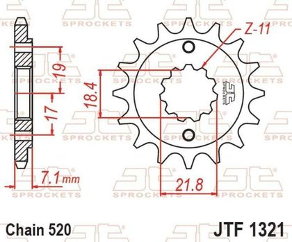 EK CHAIN JT 520 SROZ2 - 14/36 - 108 Standard stålkrone Kædesæt Ref : EKC05263A / 3073272 HONDA 300 CB 300 R NEO SPORT CAFE ABS (TBD) - 2018 - 2021