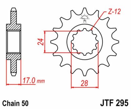 Kit chaine EK CHAIN JT 530 MVXZ2 - 15/43 - 108 Couronne acier standard