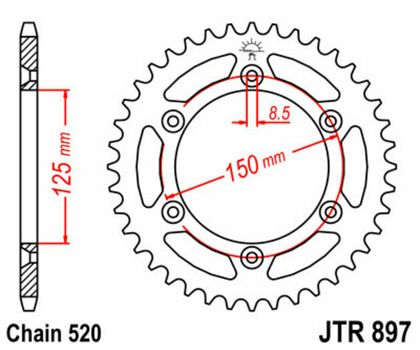 Kit chaine EK CHAIN JT 520SRX2 14/45 - 114 couronne standard
