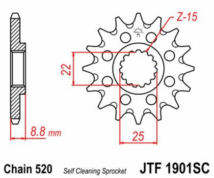 Kit chaine EK CHAIN JT 520SRX2 14/45 - 114 couronne standard