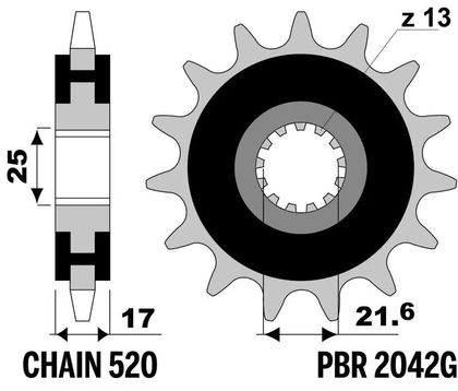 EK CHAIN PBR 520 SRX2 - 15/43 - 114 Standard stålkrone Kædesæt