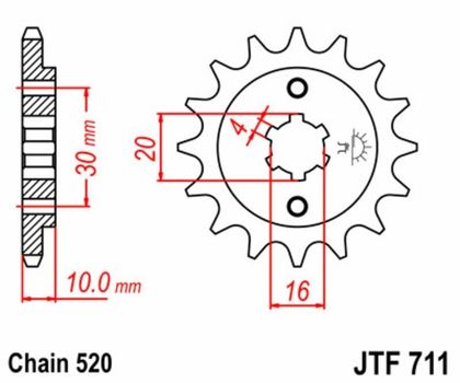 EK CHAIN JT 520H 14/41 - standard tandhjul Kædesæt