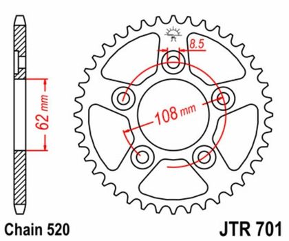 EK CHAIN JT 520H 14/43 - standard tandhjul Kædesæt