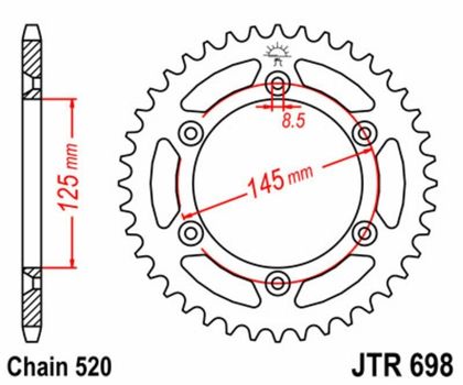Kit chaine EK CHAIN JT 520H 12/44 - couronne standard