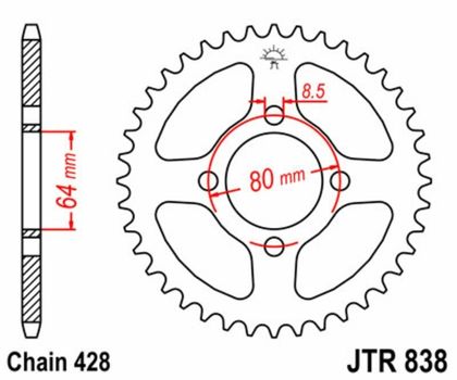 EK CHAIN JT 428SR 14/43 - standard krans Kædesæt