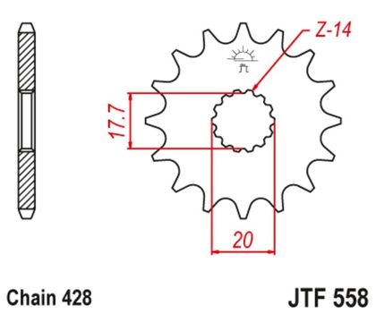 Kit chaine EK CHAIN JT 428SR 16/57 - couronne standard