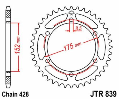 Kit chaine EK CHAIN JT 428SR 16/57 - couronne standard