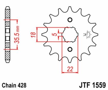 Kit chaine EK CHAIN JT 428SR 14/50 - couronne standard